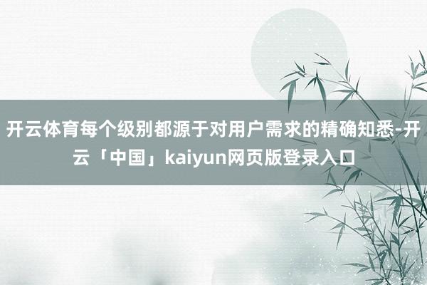 开云体育每个级别都源于对用户需求的精确知悉-开云「中国」kaiyun网页版登录入口