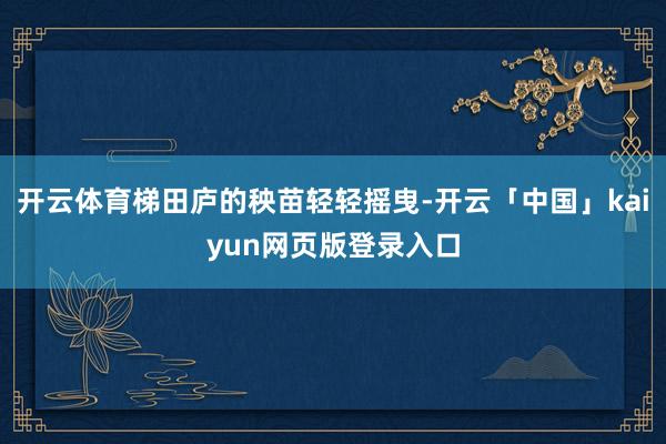 开云体育梯田庐的秧苗轻轻摇曳-开云「中国」kaiyun网页版登录入口