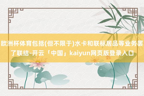 欧洲杯体育包括(但不限于)水卡和联标居品等业务罢了联结-开云「中国」kaiyun网页版登录入口
