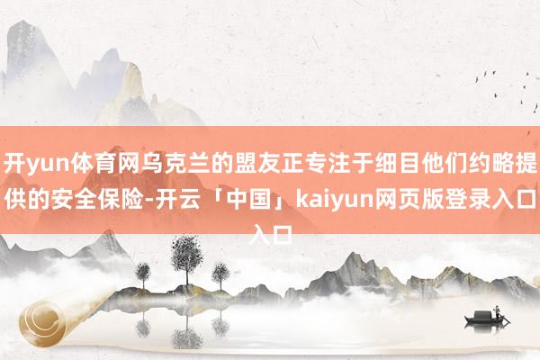 开yun体育网乌克兰的盟友正专注于细目他们约略提供的安全保险-开云「中国」kaiyun网页版登录入口