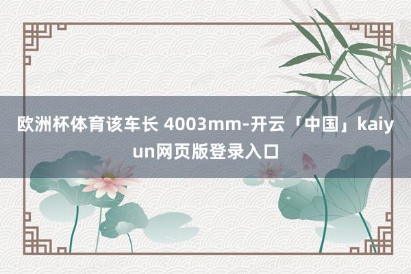 欧洲杯体育该车长 4003mm-开云「中国」kaiyun网页版登录入口