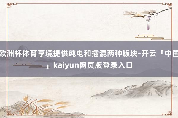 欧洲杯体育享境提供纯电和插混两种版块-开云「中国」kaiyun网页版登录入口