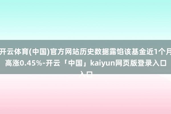 开云体育(中国)官方网站历史数据露馅该基金近1个月高涨0.45%-开云「中国」kaiyun网页版登录入口